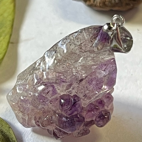 Super Seven Pendant Raw Super Seven Crystal Gemstone Purple Stone Pendant - Picture 8 of 10